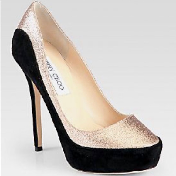Jimmy Choo Shoes - Jimmy Choo Sepia Suede/Glitter Pumps Size 37